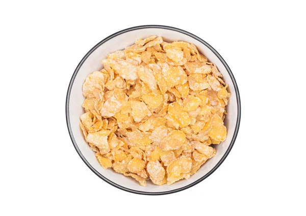 Cuenco Negro Con Copos Maíz Cereales Granola Orgánicos Naturales Blanco —  Fotos de Stock