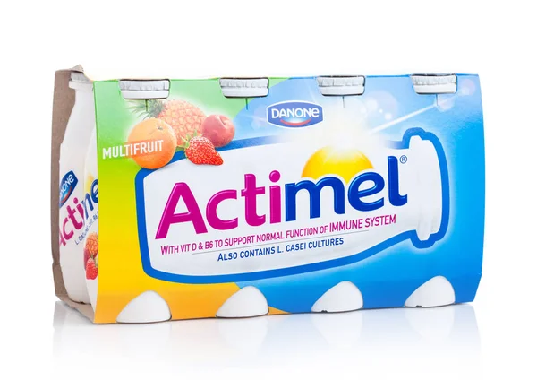 Londyn Października 2018 Napój Typu Pack Actimel Probiotyczny Jogurt Smaku — Zdjęcie stockowe