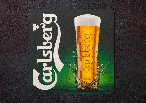 Londra Agosto 2018 Carlsberg Lager Paper Beer Beermat Coaster Sfondo — Foto Stock