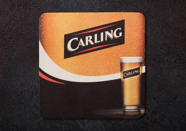 Лондон Великобританія Серпня 2018 Carling Lager Папір Пива Beermat Каботажне — стокове фото