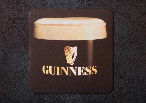 London August 2018 Guinness Paper Beer Beermat Coaster Isolated Black — Stock Photo, Image