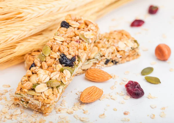 Barra Cereales Granola Ecológica Casera Con Frutos Secos Frutos Secos — Foto de Stock