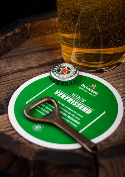 Londres Royaume Uni Août 2018 Heineken Beer Coaster Bottle Top — Photo