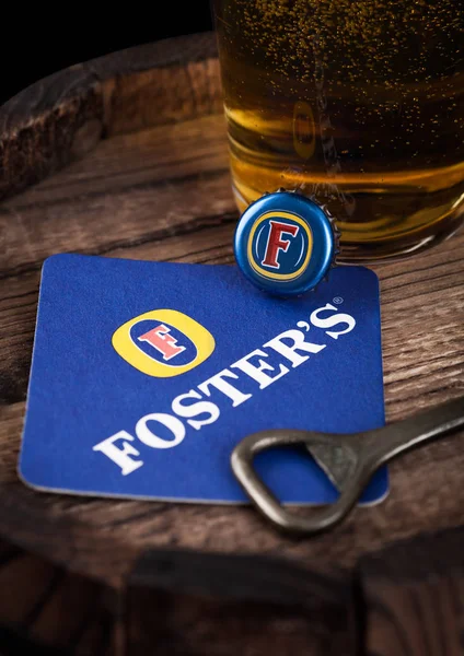 Londres Royaume Uni Août 2018 Sous Verre Bière Foster Avec — Photo