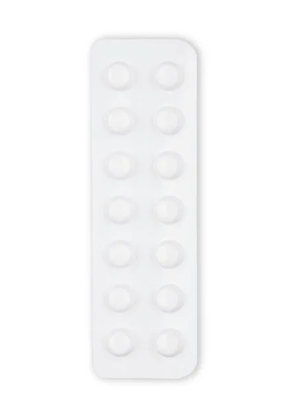 Medicine tabletták egy fehér buborékfólia csomag fehér — Stock Fotó