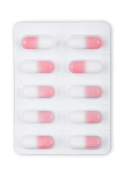 Medicine Pills in a white blister pack on white — Stock Photo, Image