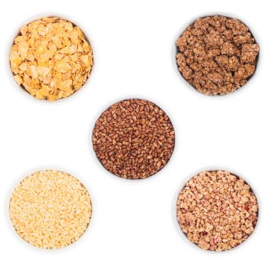 Beyaz doğal organik granola tahıl ile kase