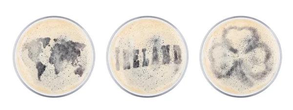 Glasses of stout beer top travel to ireland — Stock Photo, Image