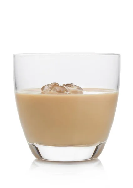 Glass Ice Cubes Whiskey Cream Based Liqueur White Background Royalty Free Stock Photos