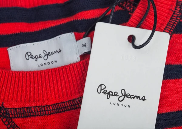 Londres Reino Unido Septiembre 2020 Etiqueta Pepe Jeans Etiqueta Ropa — Foto de Stock