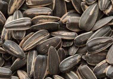 Çiğ tuzlu ayçekirdeği üst görünüm makro arkaplan.