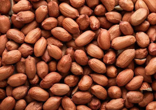 Raw Peeled Red Peanut Nuts Top View Macro Background — Stock Photo, Image