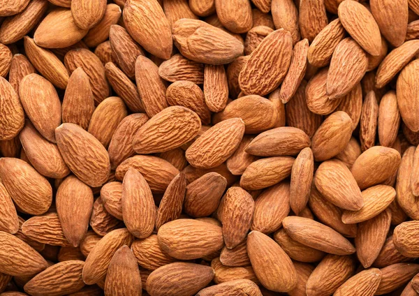 Healthy Organic Whole Almonds Nuts Top View Macro Background Texture — Stock Photo, Image