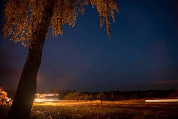 Sebesség Traffic-könnyű pályák az autópályán autópályán — Stock Fotó