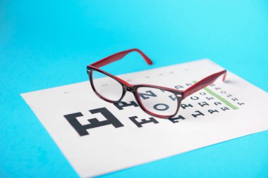 snellen test grafik üzerinde yalan gözlük