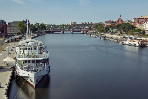 Szczecin - Panorama view with Odra river. Szczecin historical city with architectural layout similar to Paris