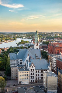 Szczecin şehri güneşli bir günde, Polonya ve Avrupa.