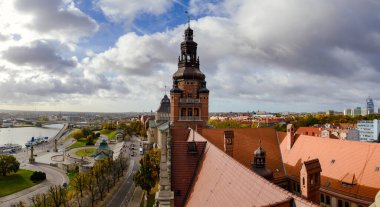 Szczecin şehri güneşli bir günde, Polonya ve Avrupa