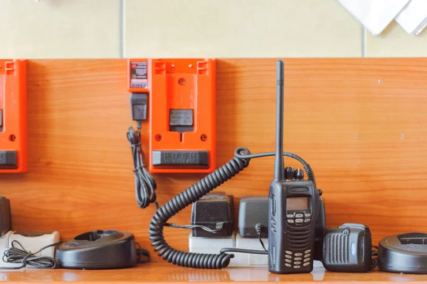 Fire brigade firefighter radio equipment in firestation