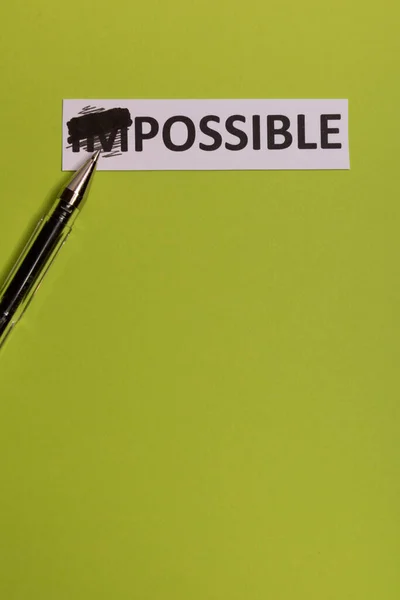 Impossible Text Cut Out Possible Concept Success Pink Background Copy — Stock Photo, Image