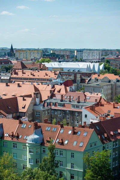 Paisagem Urbana Com Rio Odra Szczecin Cidade Histórica Com Layout — Fotografia de Stock