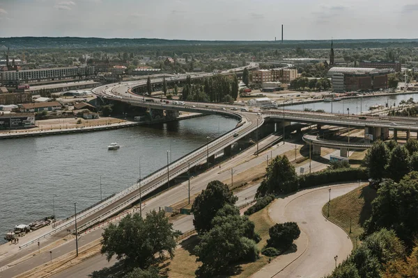 Linkes Ufer Der Oder Stettin Mit Dem Meeresmuseum Und Den — Stockfoto