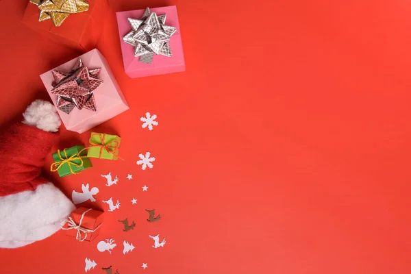 Fondo Navidad Año Nuevo Composición Simple Hecha Decoraciones Navidad Ramas —  Fotos de Stock