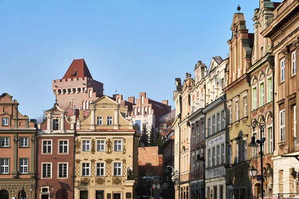 Fassaden Historischer Häuser Auf Dem Alten Marktplatz Posen — Stockfoto