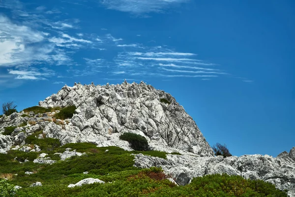Biały Wulkaniczne Skały Przeciwko Niebo Rodos — Zdjęcie stockowe