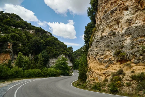 Asphalt Road Rocky Ravine Island Cretr — Stock Photo, Image