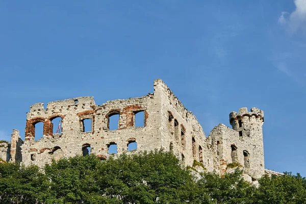 Ogrodzieniec Polonya Bir Kule Ile Harap Ortaçağ Kalesi — Stok fotoğraf