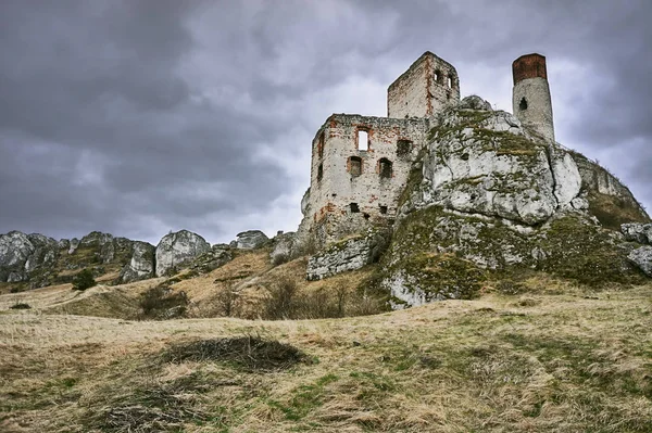 Rocks Ruined Medieval Castle Olsztyn Poland — Stock Photo, Image