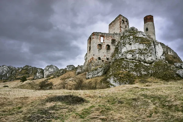 Stenar Och Medeltida Slottsruin Olsztyn Poland — Stockfoto