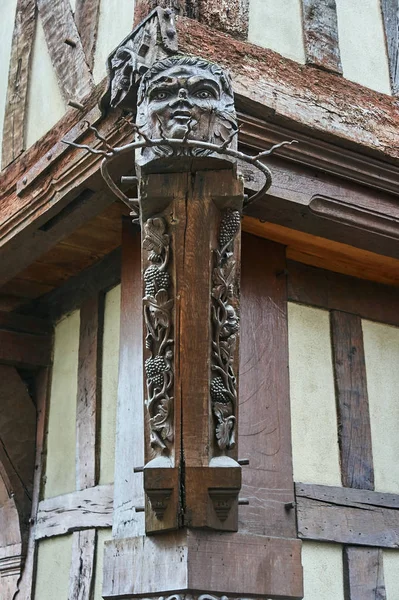 Decorazione Legno Una Casa Graticcio Nella Città Troyes Francia — Foto Stock