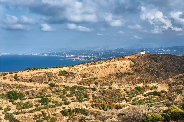 Girit Adası Üstünde Belgili Tanımlık Tepe Üstünde Ortodoks Şapel — Stok fotoğraf