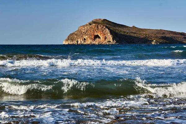 Breakwater Praia Ilha Theodore Creta Grécia — Fotografia de Stock