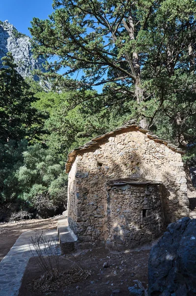 Chapelle Orthodoxe Pierre Dans Les Gorges Samarie Sur Île Crète — Photo