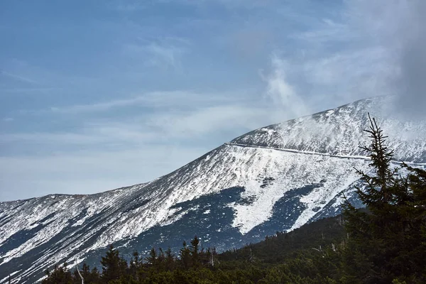 Schneebedeckter Berghang Riesengebirge Polen — Stockfoto