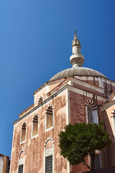 Minareto Della Moschea Turca Rodi Grecia — Foto Stock