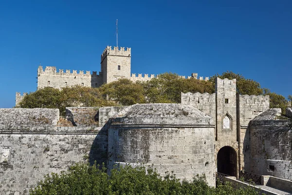 Porte Château Médiéval Des Chevaliers Sur Île Rhodes — Photo