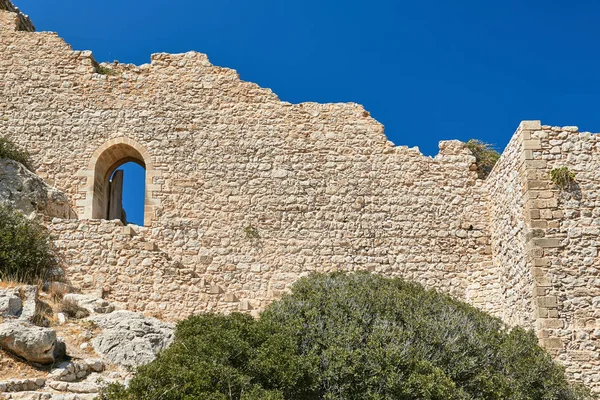 Ruinas Del Muro Medieval Orden Los Caballeros Los Caballeros Rodas —  Fotos de Stock