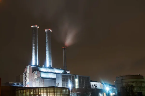 Vista Nocturna Central Eléctrica Berlín — Foto de Stock