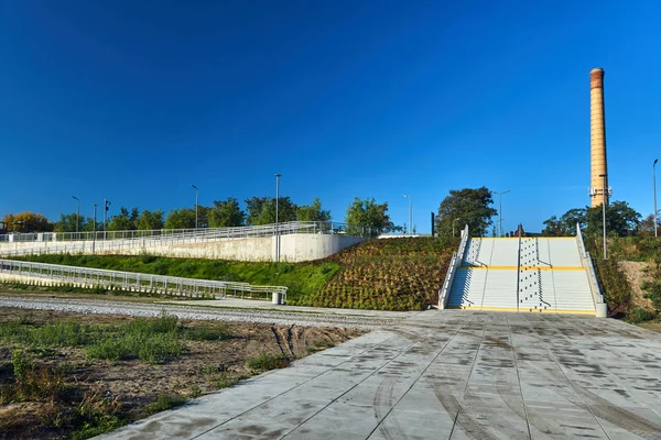 Beton Merdiven Bir Driveway Warta Nehri Poznan — Stok fotoğraf