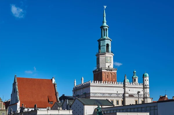 Věž Renesanční Radnice Starý Trh Poznani — Stock fotografie