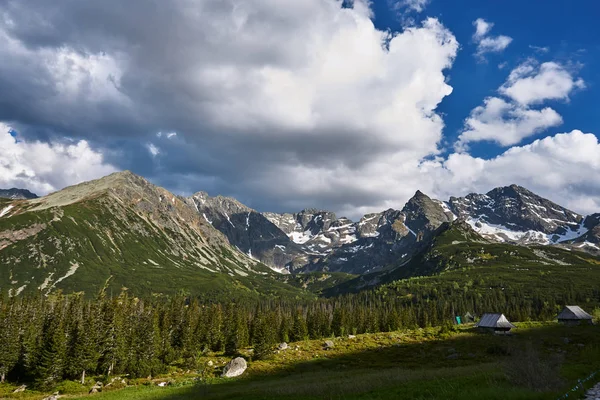 Die Lichtung Mit Den Hütten Der Hirten Der Hohen Tatra — Stockfoto