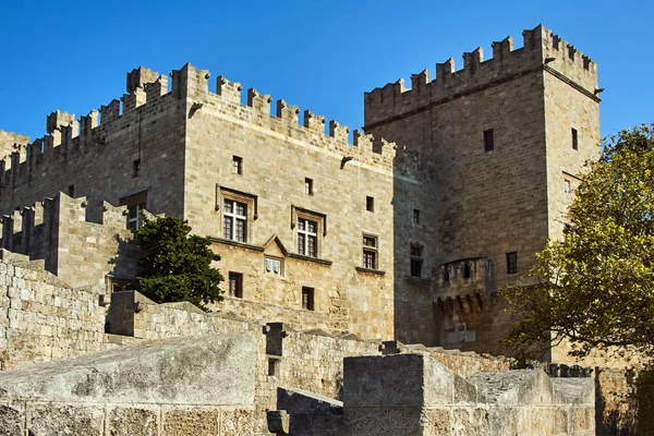 Las Murallas Torretas Del Castillo Medieval Orden Joannita Ciudad Rodas — Foto de Stock