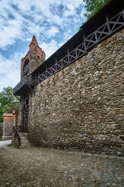 Fortificação Medieval Com Portão Cidade Paczkow Polônia — Fotografia de Stock