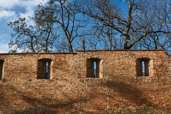 Poznan Daki Ortaçağ Savunma Duvarlarının Bir Parçası — Stok fotoğraf