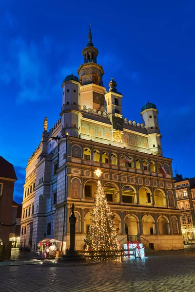 Prefeitura Renascentista Decorações Natal Cidade Poznan — Fotografia de Stock
