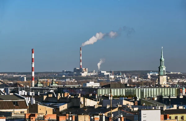 Een Bird Eye View Van Stad Centrum Van Poznan — Stockfoto